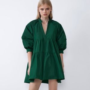 Zara emerald green taffeta dress.